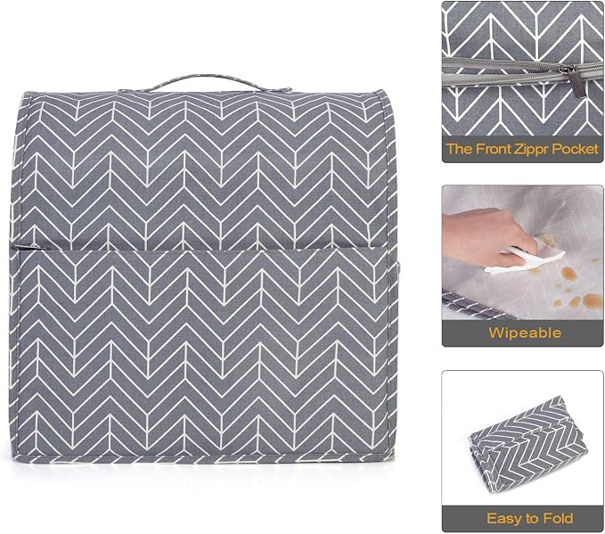 YARWO Stand Mixer Dust Cover Compatible with KitchenAid Mixer 4.5 qt -5 qt | Top Handle, Side Pockets for Kitchen Accessories, Dust-proof Protective Cover for Tilt-Head 4.5/5 Quart, Washable, Chevron