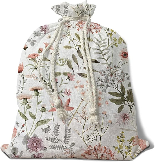 UTELKA Flroal Reusable Linen Bread Bag for Homemade Bread, Sourdough Loaf Wildflower Beeswax Bread Bag, Flroal Storage Large Bread Box for Baker Focaccia Sandwich Bags Baking 16.5x12