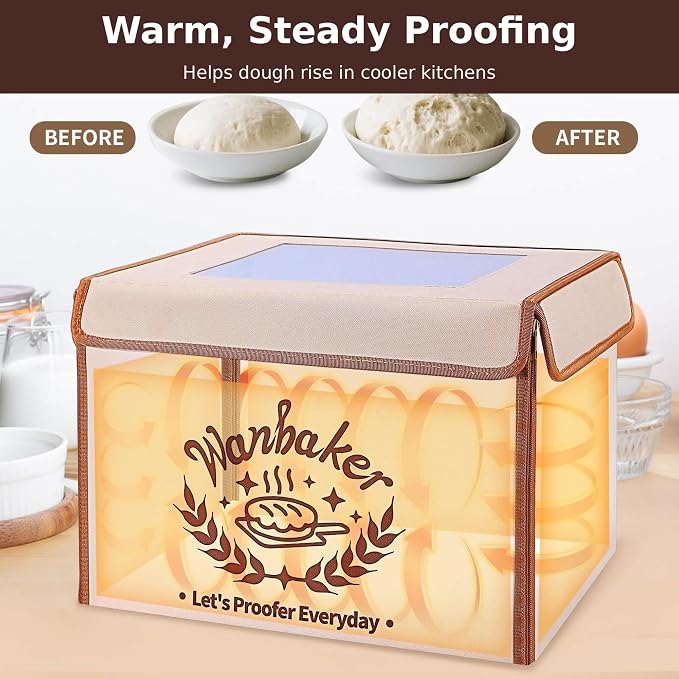 Folding Bread Proofing Box, 68-131F Temp Control 99H Timer, Foldable Dough Proofer for Sourdough Starter Pizza Yogurt Kombucha 6-Layer Insulated Fabric Metal Rack Included