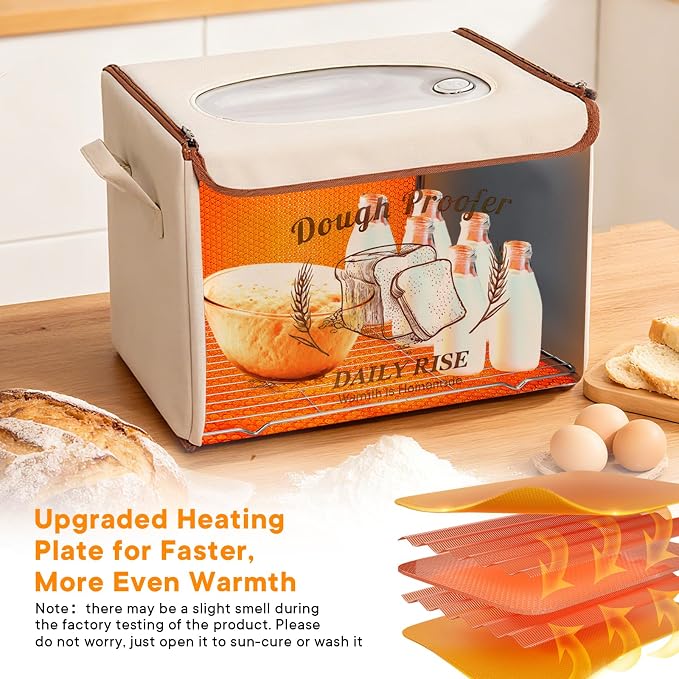 Folding Bread Proofing Box - Foldable Dough Proofer Boxs, with 6-speed 50-131℉ Temp Control & 9-speed 48H Timer, Fermentation box for Sourdough, Pizza, Yogurt, Kombucha