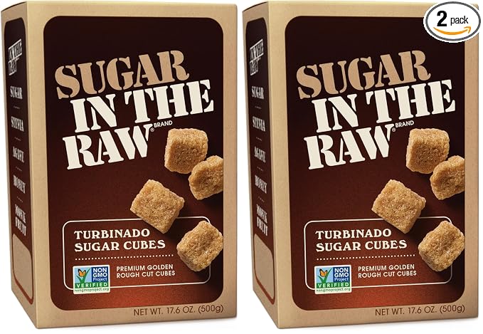 Sugar In The Raw Granulated Turbinado Cane Sugar Cubes, No Added Flavors or erythritol, Pure Natural Sweetener, Hot & Cold Drinks, Coffee, Vegan, Gluten-Free, Non-GMO,Pack of 2
