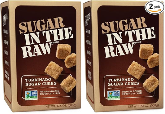Sugar In The Raw Granulated Turbinado Cane Sugar Cubes, No Added Flavors or erythritol, Pure Natural Sweetener, Hot & Cold Drinks, Coffee, Vegan, Gluten-Free, Non-GMO,Pack of 2