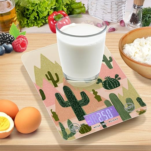 Food Scale Kitchen Scale Food Weight Scales Digital Weight Grams and Ounces Small Electronic Food Scale for Baking Cooking Boho Cacti Mountains Sun