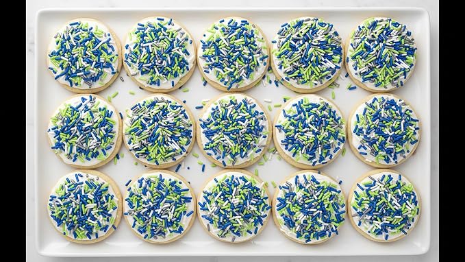 NCS Seattle Game Day Lime Green, Dark Blue, Silver & White Jimmies Edible Sprinkles – Cupcake, Cake & Cookie Decorations, 7 oz