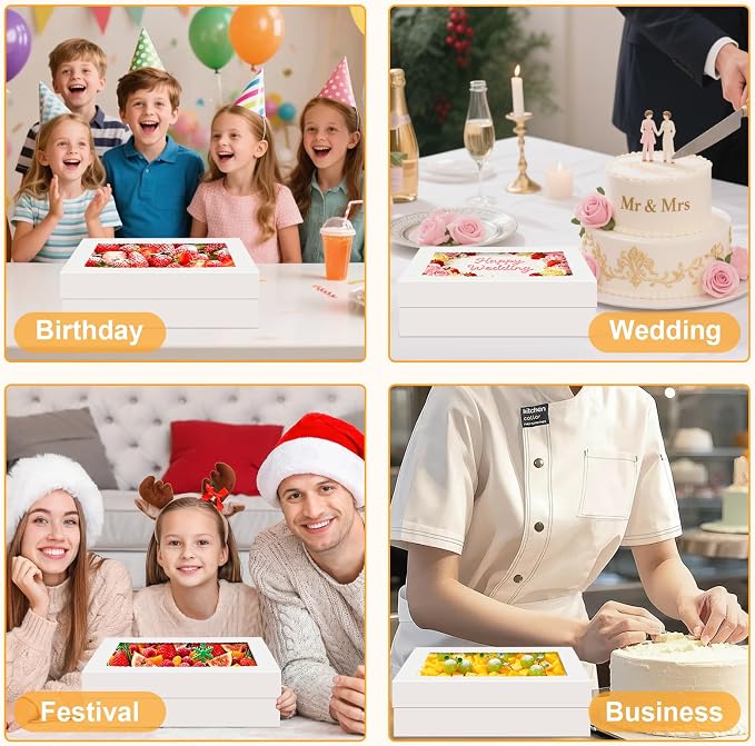 Essenya 15 PCS Sheet Cake Boxes, 19x14x4 Rectangle Cake Box, Half Sheet Cake Box, White Baking Boxes, Large Bakery Boxes, Cajas Para Pasteles, 19x14 Cake Boxes for Birthday, Wedding, Party, Business