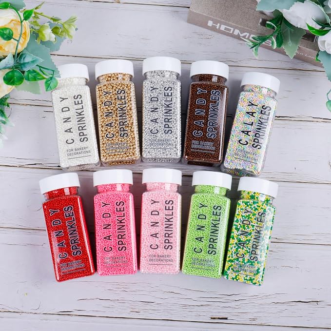Chocolate Nonpareils Sprinkles - 2mm Edible Mini Pearl Sprinkles for Cake Decorating, Cupcake, Cookie, Baking, Donuts, Ice Cream Toppings, Wedding Party Supplies 130g/4.58oz