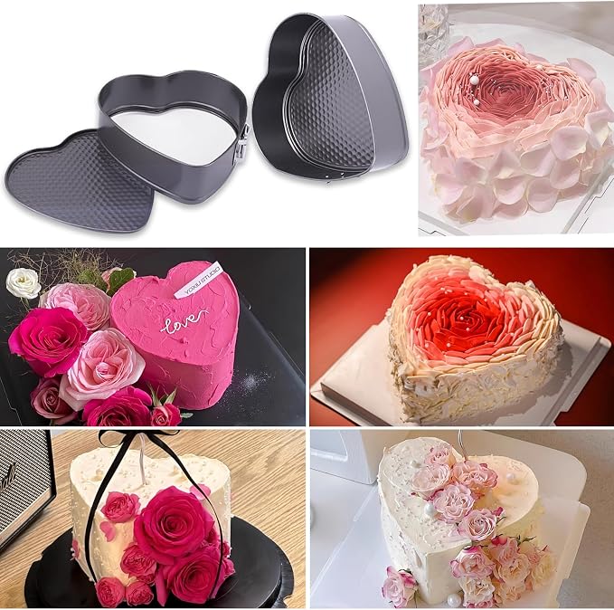 Heart Shaped Springform Pan Set,Not-Stick Cheesecake Pans with Removable Bottom Stainless Steel Bakeware DIY Baking Heart Mold Funny Cake Tins for Kitchen Birthday Valentine Day Wedding