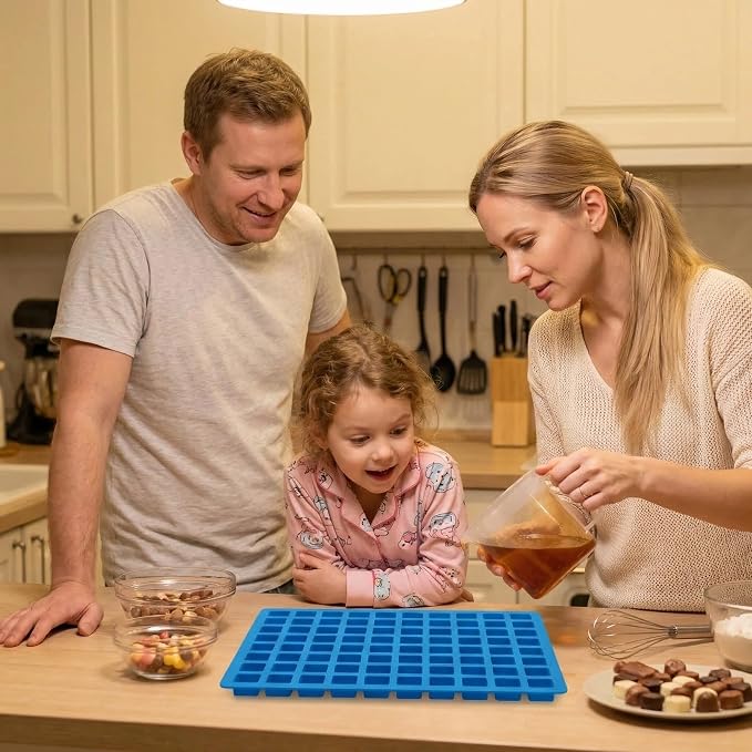 Square Silicone Candy Molds - 252 Cavity Gummy Molds with Droppers, 2-Pack Flexible Chocolate Molds for Gummies, Hard Candy, Caramels, Ice Cubes, BPA Free Non-Stick Baking Molds