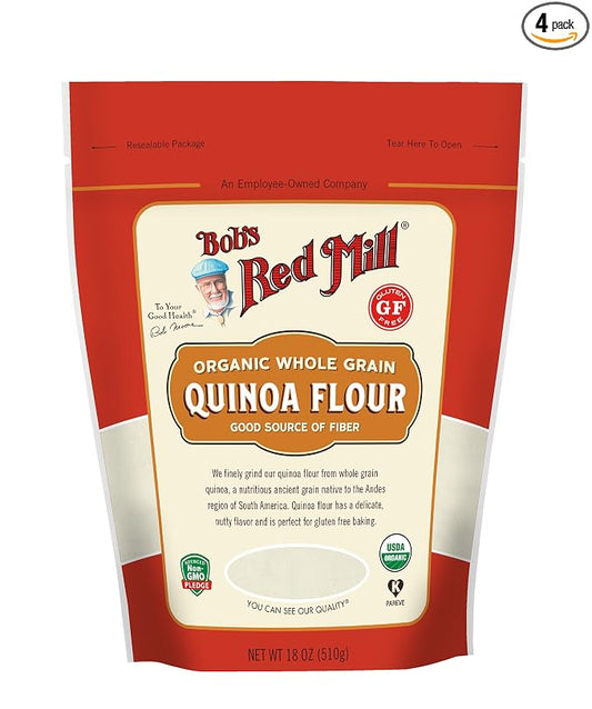 Bob's Red Mill Organic Quinoa Flour, 18oz (Pack of 4) - Non GMO, Whole Grain, Vegan, Kosher