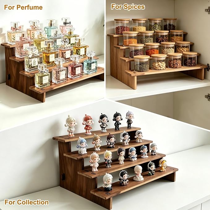 4 Tier Cupcake Stand for 24 Cupcakes - 30s Quick Assembly, Easy Carry&Store | Tiered Display Stand, Rustic Display Risers for Vendor Events, Cup Cake, Dessert, Spice Rack, Candles, Wooden Desert Stands