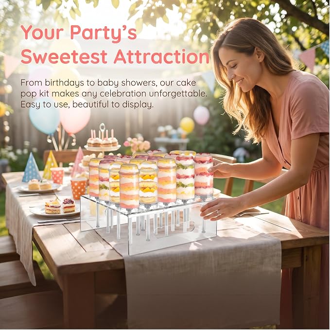 Jucoan 30 Pack Push Cake up Pop Containers with Lids, Cake Pop Shooter, Mess-free Plastic Jelly Ice Cream Cupcake Push up Pop Containers for Wedding Birthday Party Dessert Table