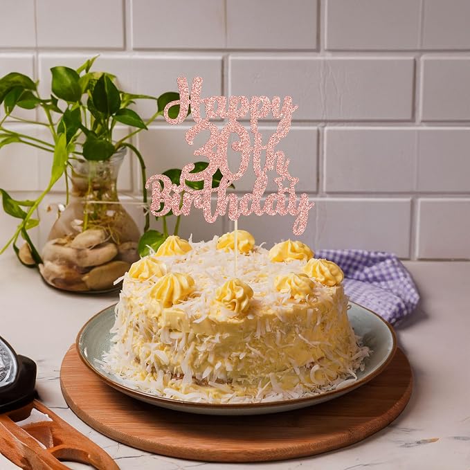 Gyufise 1Pc Happy 30th Birthday Cake Topper Glitter 30 & Fabulous 30th Birthday Cake Pick for Celebrating 30th Birthday Anniversary Party Cake Decorations Supplies Rose Gold