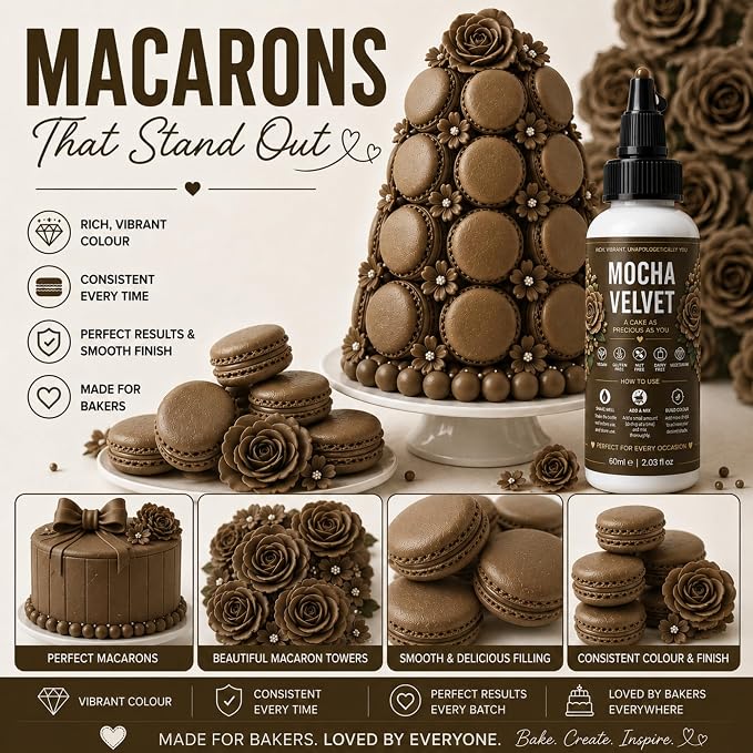 Confect Mocha Velvet Gel Food Coloring – Highly Pigmented Gel Based Food Color for Buttercream, Cakes, Cookies & Baking – 60mL / 2 FL OZ