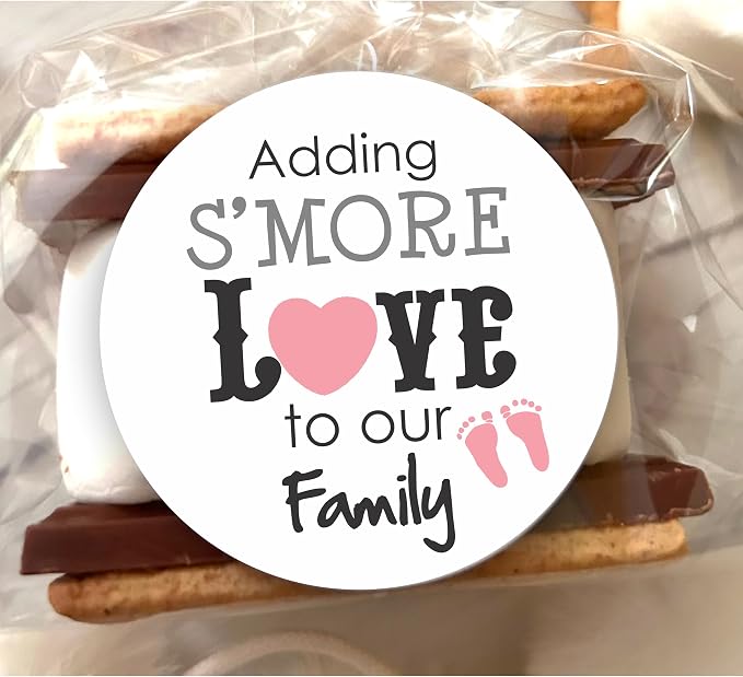 Baby Girl Shower Stickers - Adding Some More Love to Our Family Labels - Thank You for Celebrating with me Labels (Pink) (Pink)