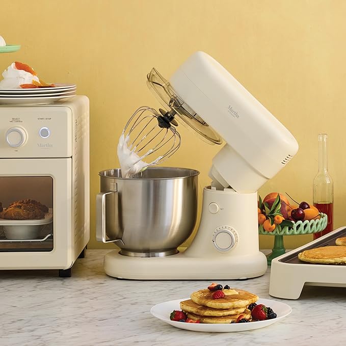 Martha Stewart 5.3Qt Stand Mixer, 12-Speed Tilt-Head Electric Kitchen Mixer with Stainless Steel Bowl, Dough Hook, Whisk & Beater, Splash Guard, Ideal for Baking Bread, Cake & Whipping, Caviar Gray