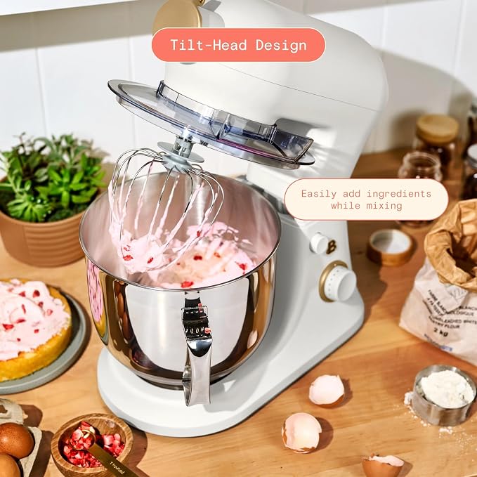 6 Quart Stand Mixer, 600W Tilt-Head Electric Kitchen Mixer with 12 Speeds, Stainless Steel Bowl, Dough Hook, Whisk & Beater, Multifunction Food Mixer