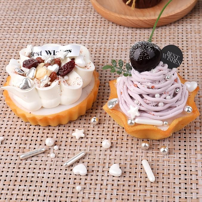White Sprinkles and Sliver Sprinkles 2 Pack with 4-Claw Pick up Tool, 13oz Pearl Sprinkles Mix Size for Baking, Cupcake, Cookie, Cake Decorating