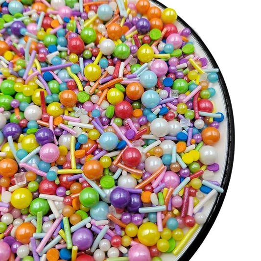 Rainbow Sprinkles for Cupcakes, Edible Birthday Sprinkles, Colorful Jimmies Pearls Sprinkle Mix for Baking Cupcake Toppers Cake Decorating Cookie Decorations Ice Cream Toppings