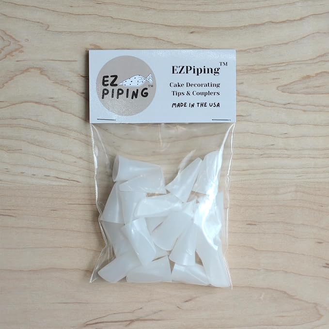 Reusable Plastic Piping Tips - Standard Size Petal Tip #104 20 Pack with 2 Couplers Icing Nozzles for Cake Decoration Dessert Design Baking Supplies and Piping Bags Base Ø 0.75", Height 1.25"