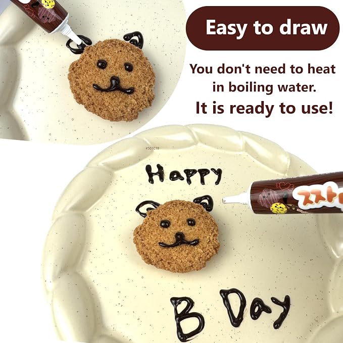 Chocolate Icing Tube Decorating Pen Tool 23g(0.81oz) x Pack of 3, food writing pen for cake, donut, cookie, bread, pancake, cupcake