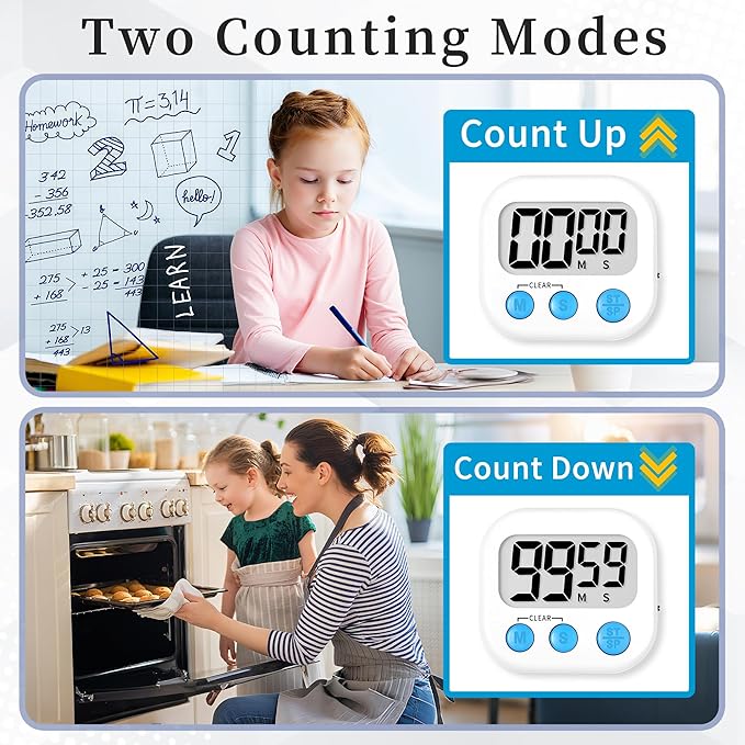 ZILLEEN Classroom Timers for Kids Classroom Magnetic Digital Kitchen Timers for Cooking Teachers Gym Game 12 pcs