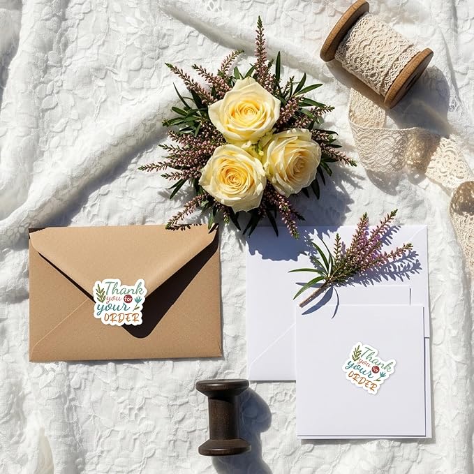 Thank You for Your Order Stickers for Small Business Online Retailers Small Shop Handmade Envelopes Mail Baking, Sealing Packaging Gift Wrap Stickers, 500Pcs