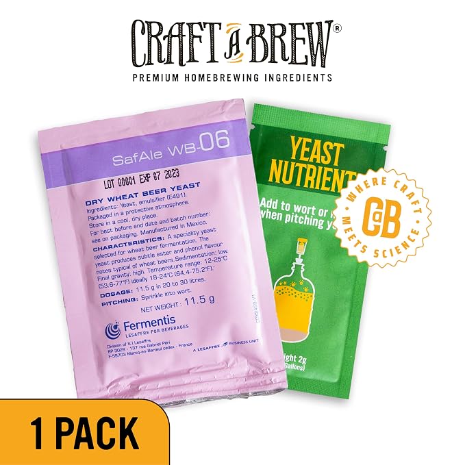 Craft A Brew - Safale WB-06 Dry Yeast - German Wheat Beer Dry Yeast - for Wheat Beers - Ingredients for Home Brewing - Beer Making Supplies - 1 Pack