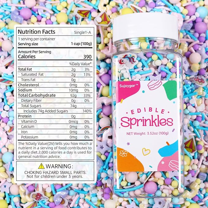 Unicorn Sprinkles Mix | Pink Blue Purple Rainbow | Sprinkles for Cake Decorating | Cupcake Toppers | Ice Cream | Cookie | Fancy Candy | 3.52oz