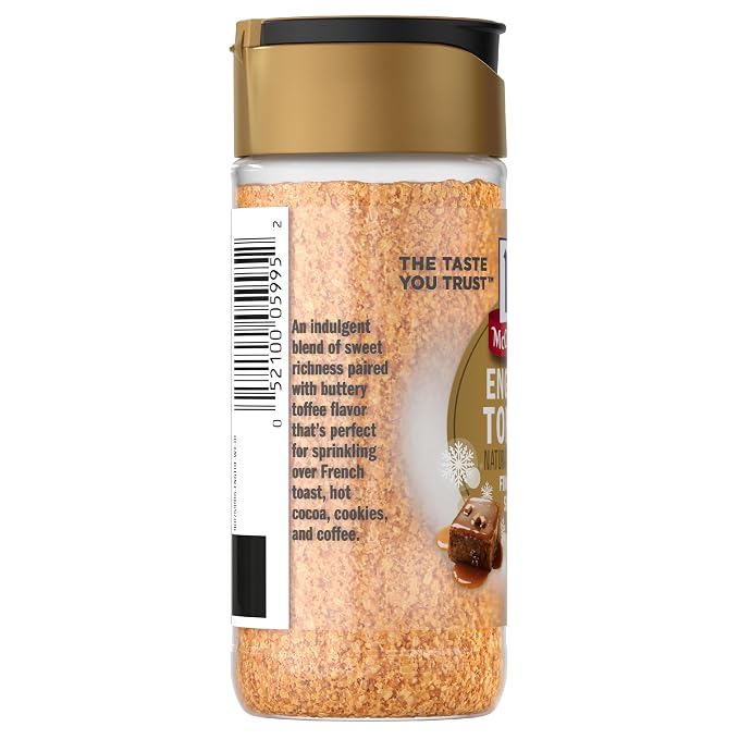 McCormick Finishing Sugar, English Toffee, Limited Edition, Rich & Buttery Sweetness for Hot Chocolate, Cookies, Cake, Pie, Cocktails, and More, 3.7 oz (Pack of 2)