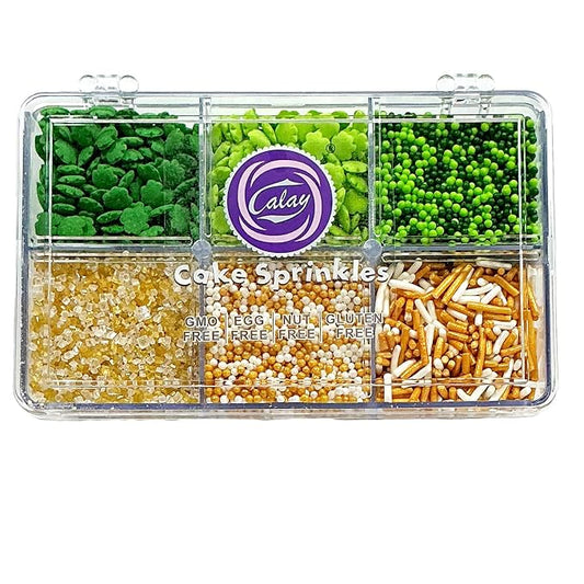 Homipooty Edible Green Sprinkles St. Patrick's Day Themed Sprinkle for Cake Decorating Mix with Shamrock Clover Sanding Jimmies Nonpareils for Ice Cream Cupcakes Baking Cookies Cake Topping