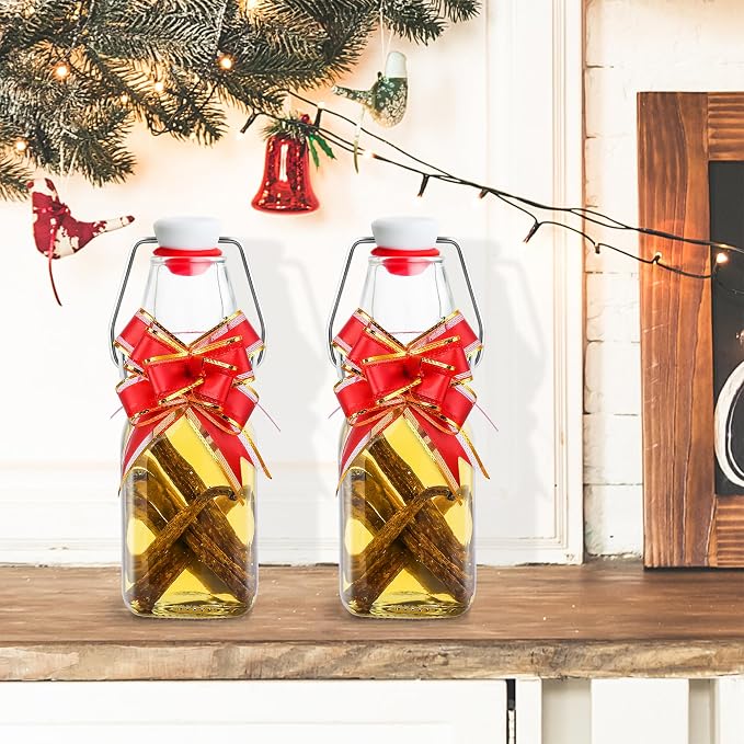 WILLDAN 4oz-6 Pack Swing Top Glass Bottles - Flip Top Brewing Bottles For Kombucha, Kefir, Vanilla Extract, Mead, Vinegar, Beer- Airtight Stopper Lids - Comes With Extra Gaskets, Funnel and Labels