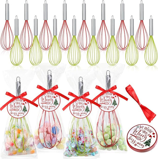 FoldTier 16 Sets 12 Inch Whisks Bulk DIY Fillable Whisk Gifts Colored Silicone Whisks for Cooking Heat Resistant Egg Beaters for Candy Holder Party Favors