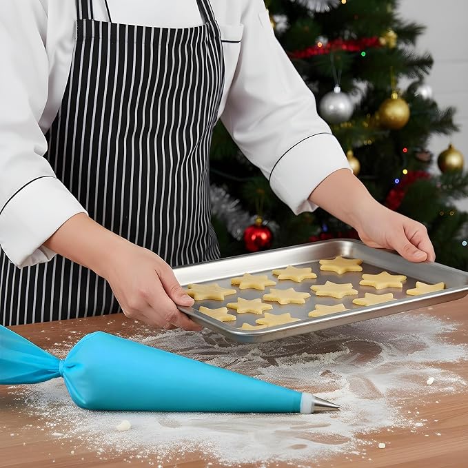 18 Inch Reusable Piping Bags 3-Pack Silicone Icing Bag Large Pastry Bags Set Cake Decorating Reusable, Baking Dessert Piping Bag with 3 Icing Couplers for Standard Tips, Blue