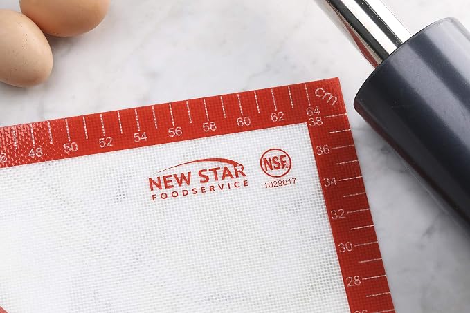New Star Foodservice 16 x 26 Inch Non-Slip Silicone Pastry Mat, Extra Large Commercial Grade NSF Certified Baking Mat with Measurements