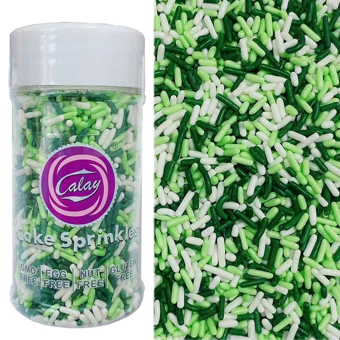 PhilaeEC St Patricks Jimmies Sprinkle Edible Green and White Soft Jimmies Sprinkle for Cake Decoration Cupcake Topper Cookie Baking Decorations St Patricks Spring Supplies 2.75oz/78g