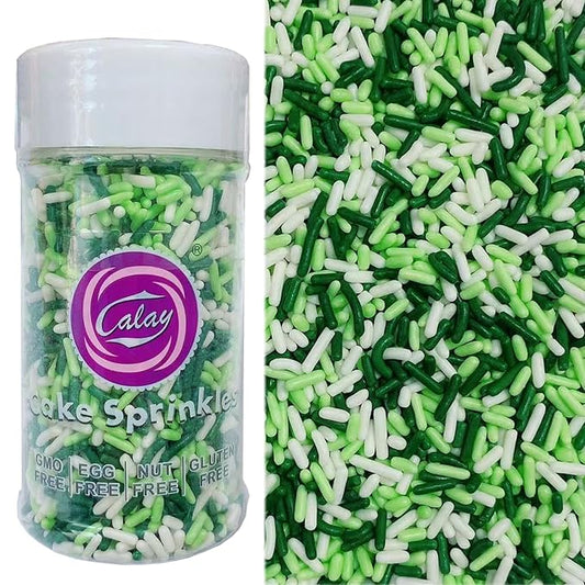 PhilaeEC St Patricks Jimmies Sprinkle Edible Green and White Soft Jimmies Sprinkle for Cake Decoration Cupcake Topper Cookie Baking Decorations St Patricks Spring Supplies 2.75oz/78g