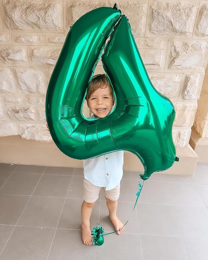 Dark Green Number 4 Balloon 40 Inch, 4th Birthday Party Decorations for Children, Giant 4 Foil Balloon for Party Supplies