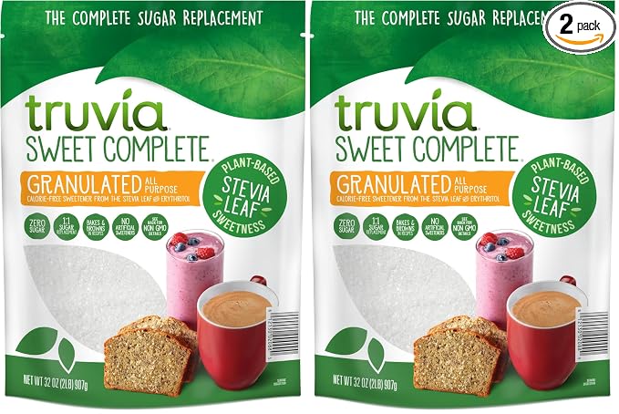 Truvia Sweet Complete Zero-Calorie Granulated All-Purpose Stevia Leaf Sweetener, 32 oz Bag (Pack of 2)