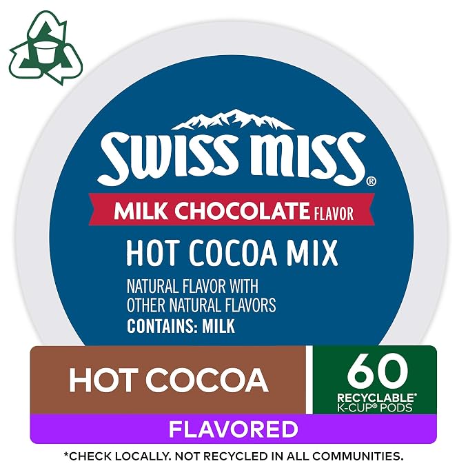 Swiss Miss Milk Chocolate Hot Cocoa, Keurig Single-Serve K-Cup Pods, 60 Count (6 Packs of 10)