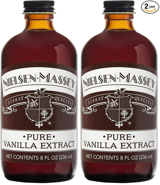 Nielsen-Massey Pure Vanilla Extract for Baking and Cooking, 8 Ounce Bottle (Pack of 2)