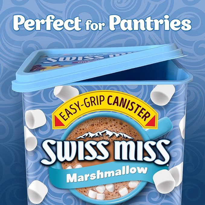 Swiss Miss Hot Cocoa Drink Mix, Milk Chocolate with Marshmallows, Hot Cocoa Bar Supplies, 37.18 oz. Canister (Pack of 2)