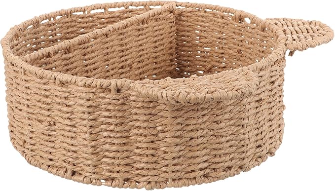 Rattan Fruit Storage Basket Hand-woven Woven Bread Basket Food-grade Plastic Liner for Kitchen and Dining Use