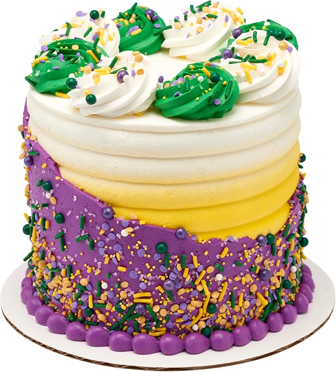 DECOPAC Mardi Gras Deluxe Fusion Mix Candy Sprinkles, 26oz, Edible Sprinkles in Handheld Container, Sugar Cake Decorations For Celebration Cakes, Cupcakes, Cookies, Ice-cream, and Donuts