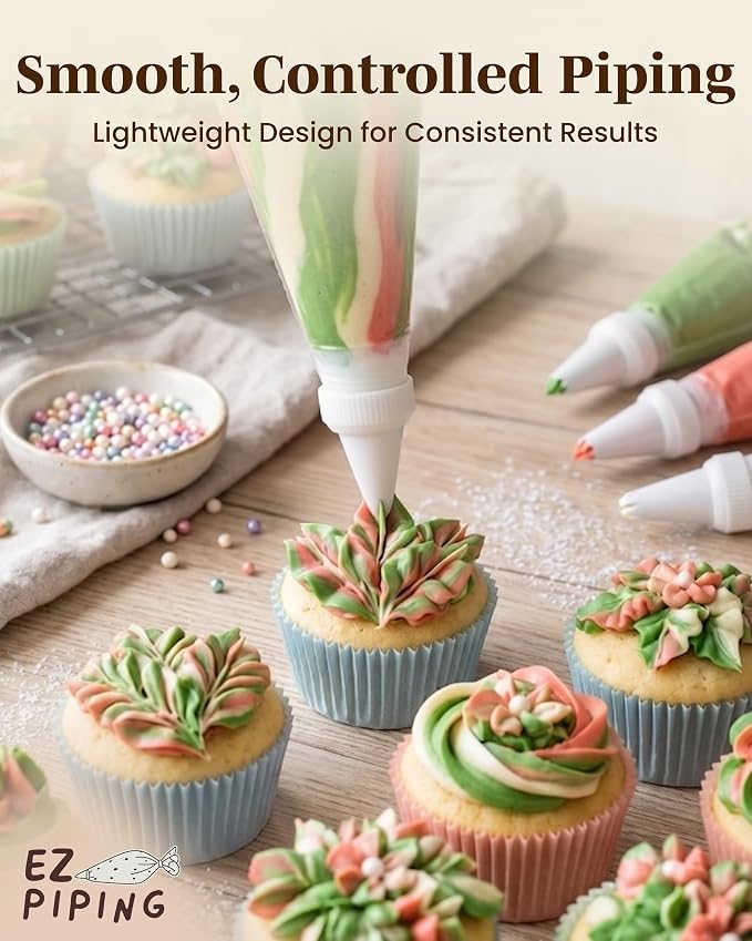 Reusable Plastic Piping Tips - Standard Size Leaf Tip #68 Icing Nozzles Made from Food Grade Plastic Cake Decorating Tool Kit, Baking Supplies, Base Ø 0.75", Height 1.25" Made in USA (20 pcs)