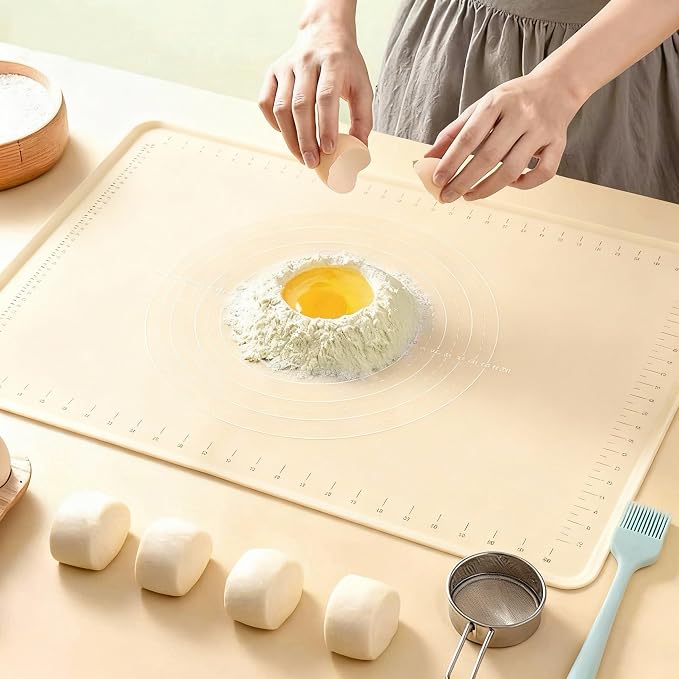 Silicone Pastry Mat 28" x 20" Non Stick Silicone Baking Mat Extra Thick Pastry Mat with Measurements Food Grade Pastry Mats for Rolling Dough,Bread,Pie,Cookies,Pizza and fondant,Food Grade Baking Mat