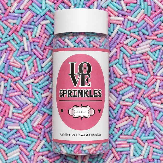 Confect Custom Rainbow Sprinkles | Candyland Jimmies Mix | Vibrant Multicolor Edible Toppings for Cakes & Desserts | Vegan, Gluten-Free, Palm Oil-Free – 4.2 Oz