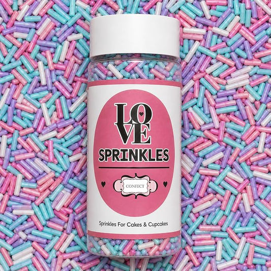 Confect Custom Rainbow Sprinkles | Candyland Jimmies Mix | Vibrant Multicolor Edible Toppings for Cakes & Desserts | Vegan, Gluten-Free, Palm Oil-Free – 4.2 Oz