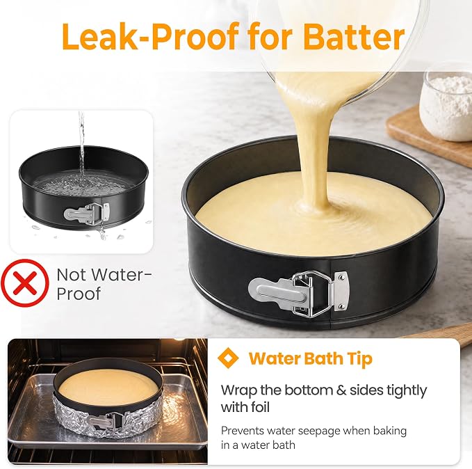 9 Inch Springform Pan, Nonstick Leakproof Cheesecake Pan for Baking, with Removable Bottom, Easy Release & Cleanup