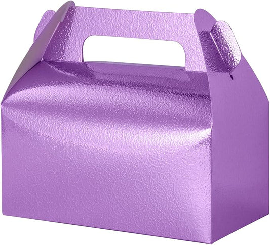 UnicoPak 30 Pack Purple Party Favor Bag Boxes, Gable Gift Boxes for Treats Goodies Cookies Candies, Ideal for Purple Party Favors, Theme Birthday Party, Valentine's Day, 6.5x3.5x3.5 Inches