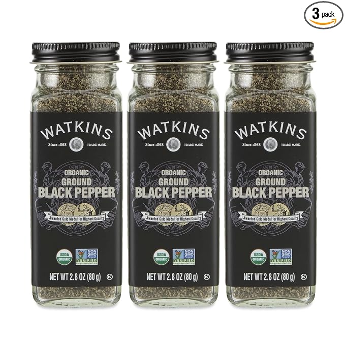 Watkins Gourmet Organic Spice Jar, Ground Black Pepper, 2.8 Ounce (Pack of 3)